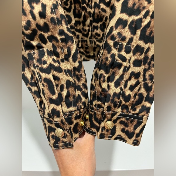 J. Crew Short Barn Jacket™ in leopard cotton canvas XS corduroy collar NEW light - Picture 4 of 14